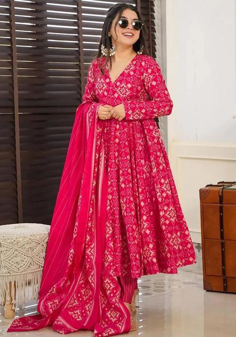Pink Digital Print Maslin&nbsp;Kurta Set