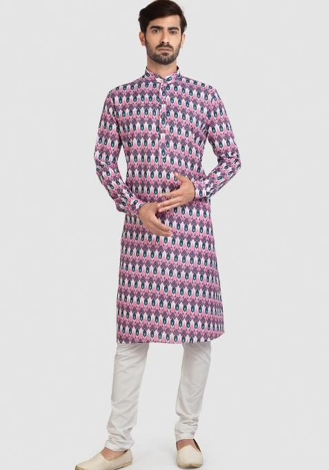 Multicolor Plain Cotton Kurta Set