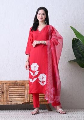 Pink Embroidery Silk Kurta Set