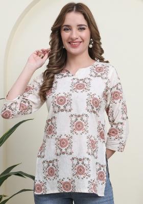 Red Abstract Print Cotton Kurta