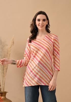 Orange Abstract Print Cotton Kurta