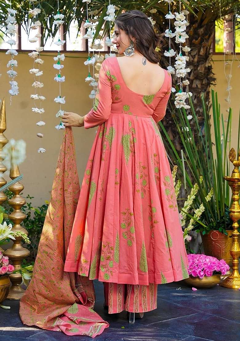 Pink Embroidered Silk Anarkali Set - Indya
