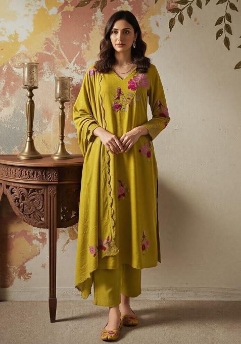 Green Sequence Chanderi Kurta Set