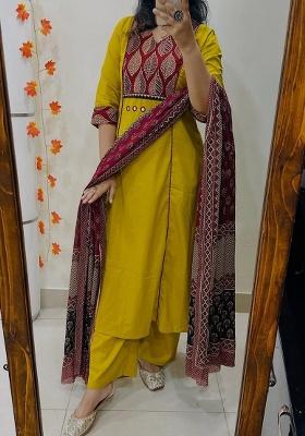 Yellow Printed Cotton Kurta Set