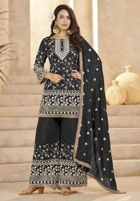 Black Sequence Georgette Kurta Set