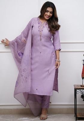 Lavender Sequins Chinon Kurta Set
