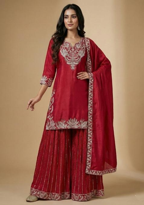 Pink Embroidered Silk Salwar Suit