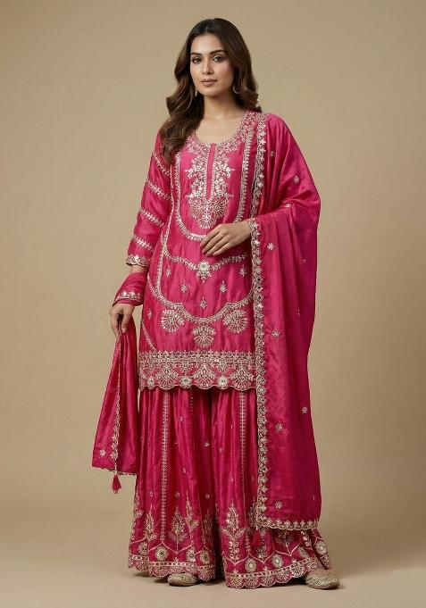 Pink Embroidered Silk Salwar Suit