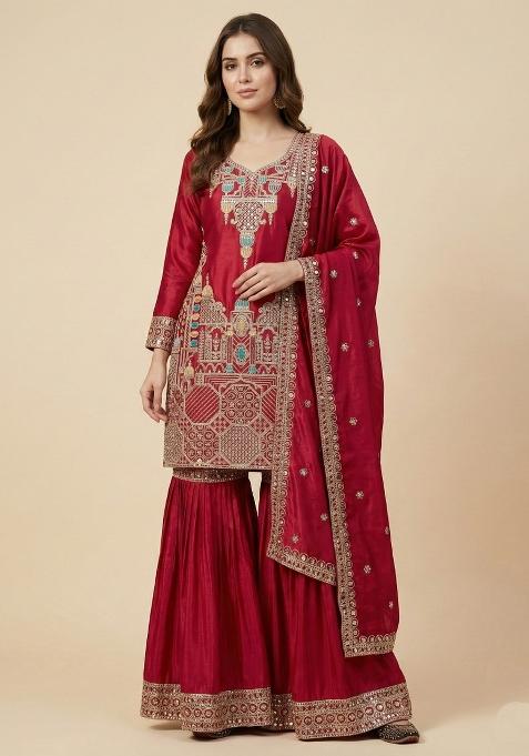 Pink Embroidered Silk Salwar Suit