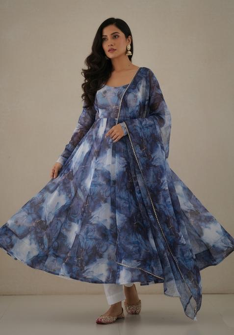 Multicolor Printed Silk Kurta Set