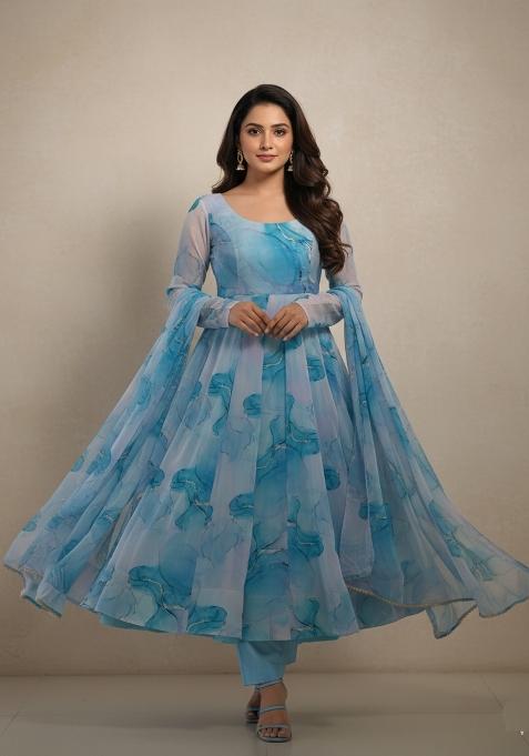 Multicolor Printed Silk Kurta Set