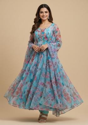 Multicolor Printed Silk Blend Kurta Set