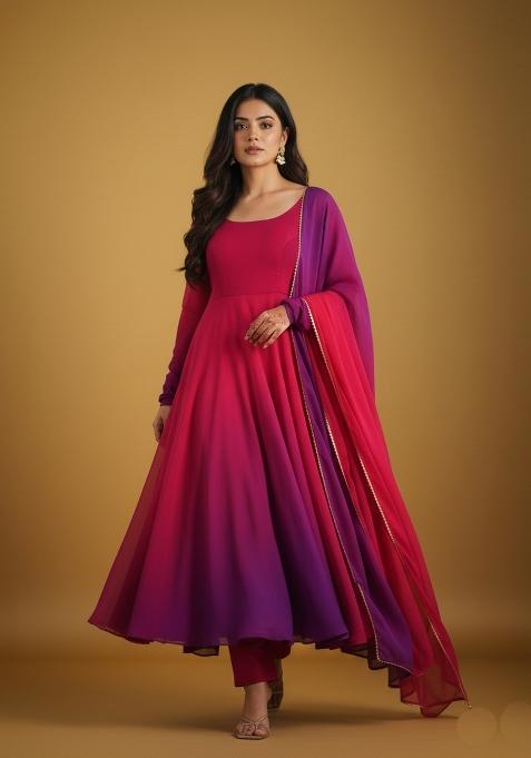 Multicolor Colorful Tye Dye Georgette Kurta Set