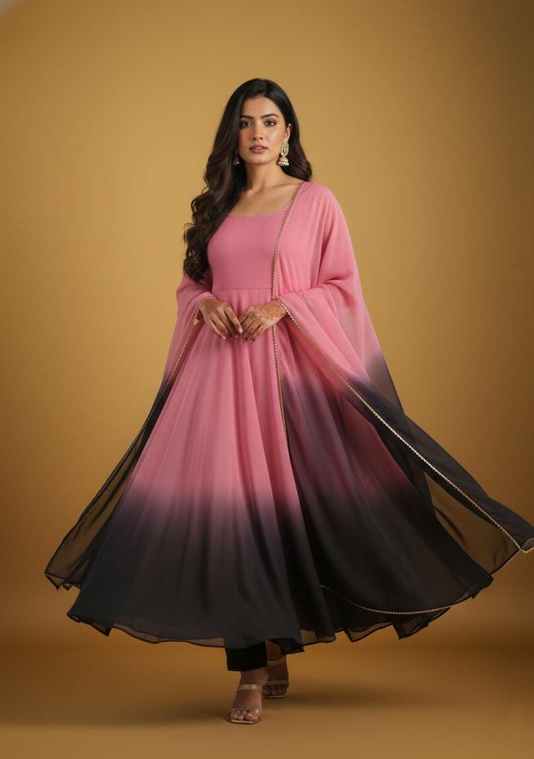 Multicolor Colorful Tye Dye Georgette Kurta Set - Indya