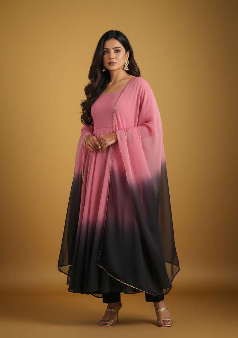 Multicolor Colorful Tye Dye Georgette Kurta Set - Indya