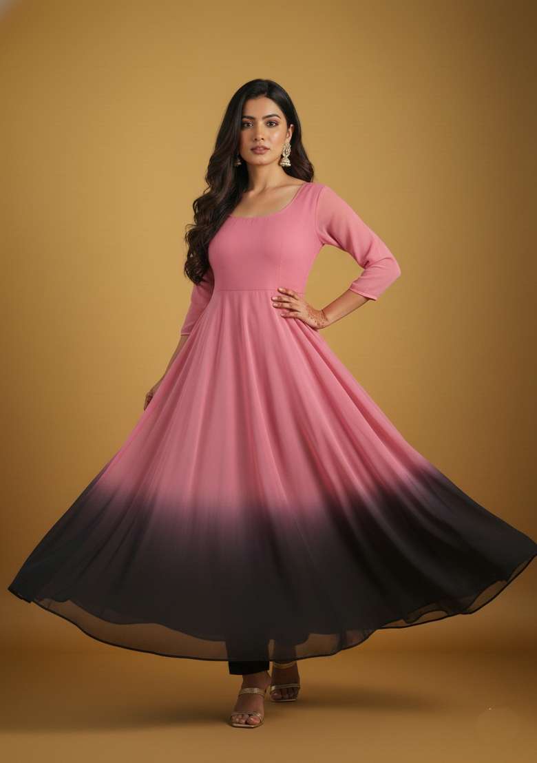 Multicolor Colorful Tye Dye Georgette Kurta Set - Indya