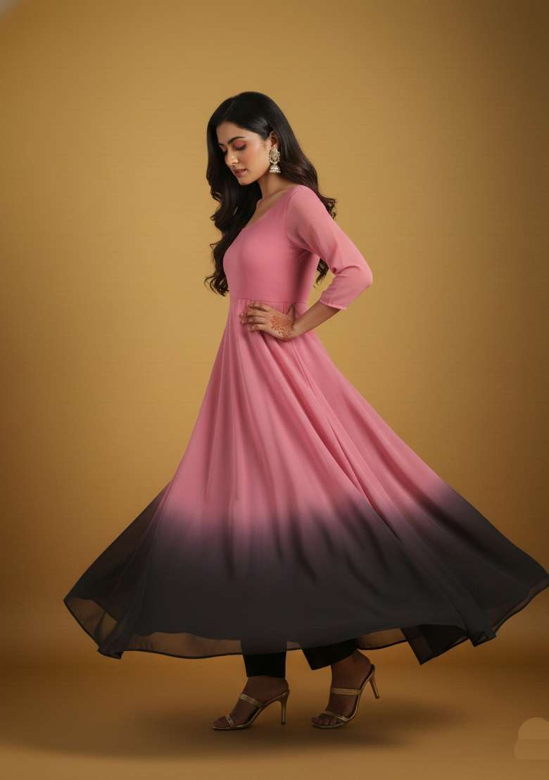 Multicolor Colorful Tye Dye Georgette Kurta Set - Indya