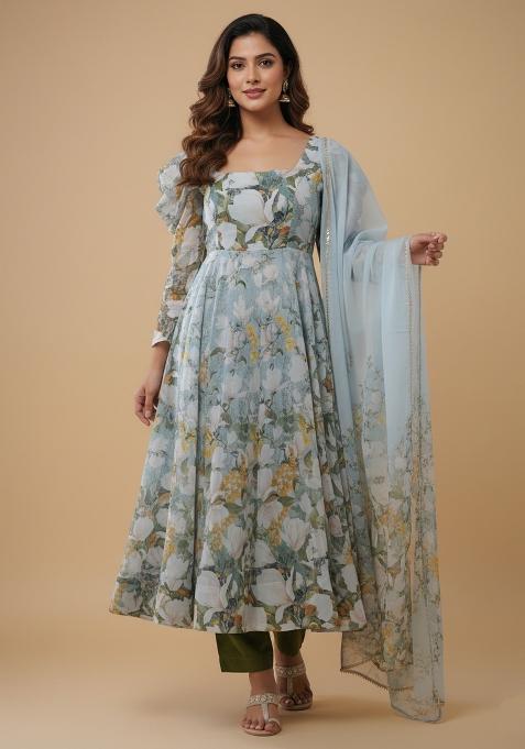 Multicolor Printed Silk Kurta Set