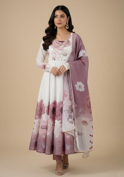 Multicolor Printed Silk Kurta Set