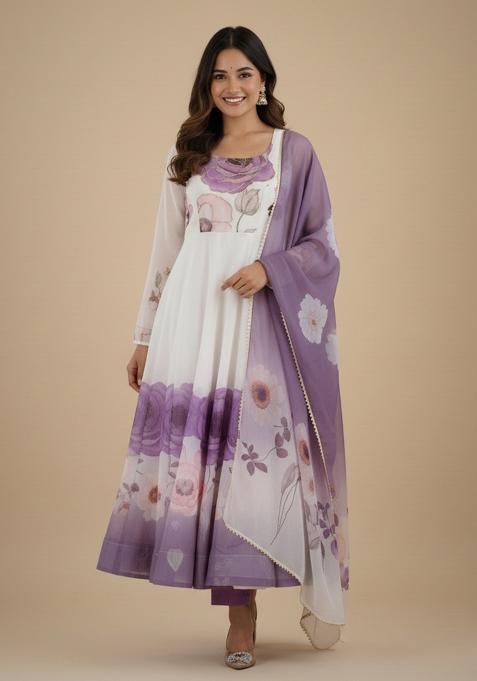 Multicolor Printed Silk Kurta Set