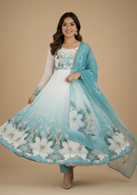 Multicolor Printed Silk Kurta Set