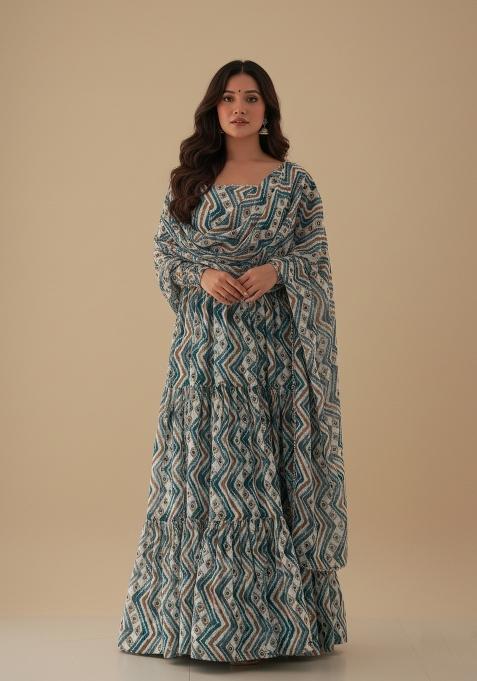 Multicolor Printed Georgette Kurta Set