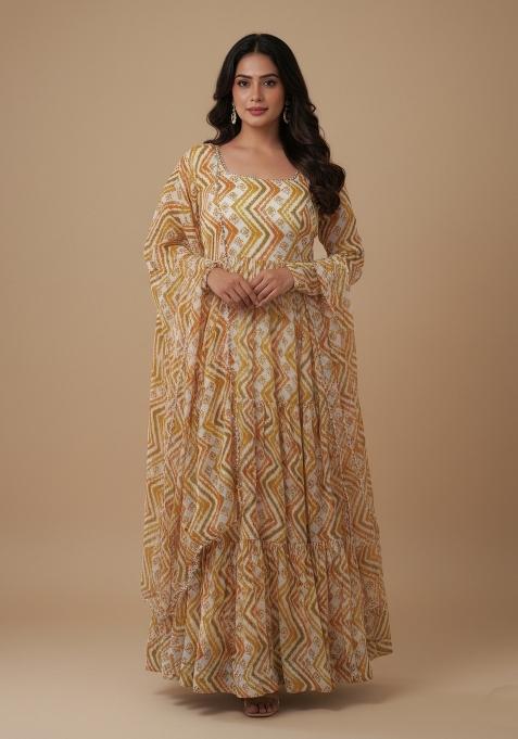 Multicolor Printed Georgette Kurta Set