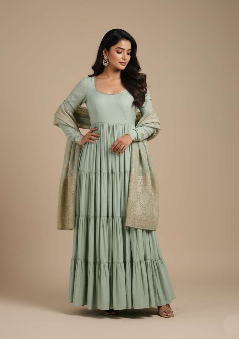 Pista Jacquard Work Silk Blend Kurta Set - Indya