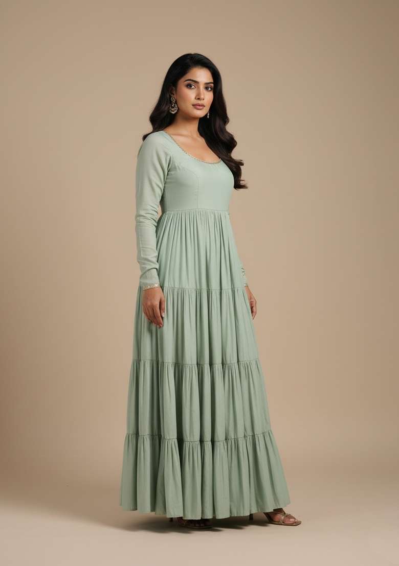 Pista Jacquard Work Silk Blend Kurta Set - Indya
