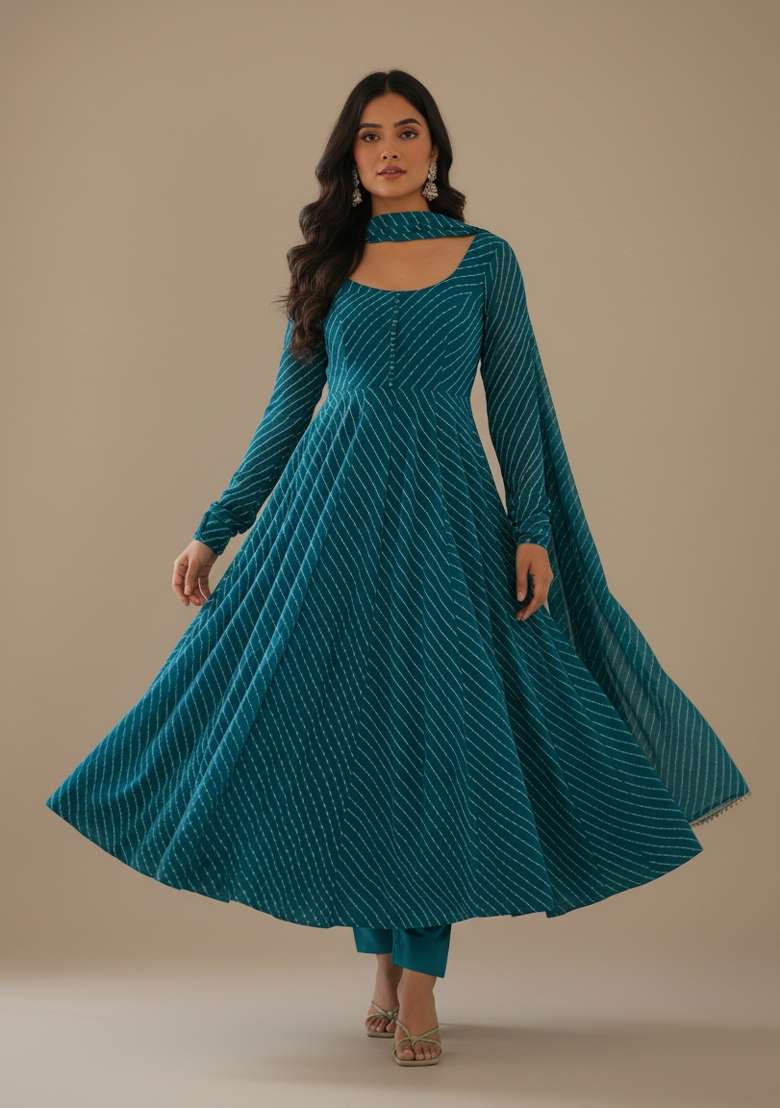 Rama Printed Georgette Kurta Set - Indya