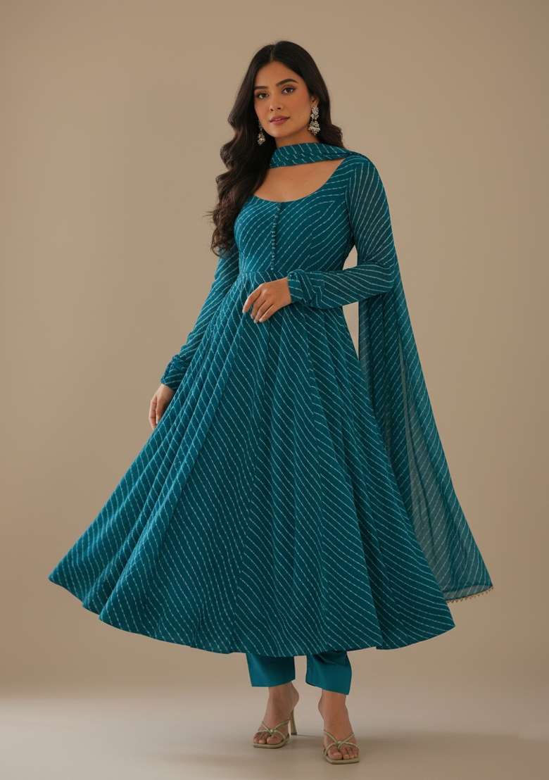 Rama Printed Georgette Kurta Set - Indya