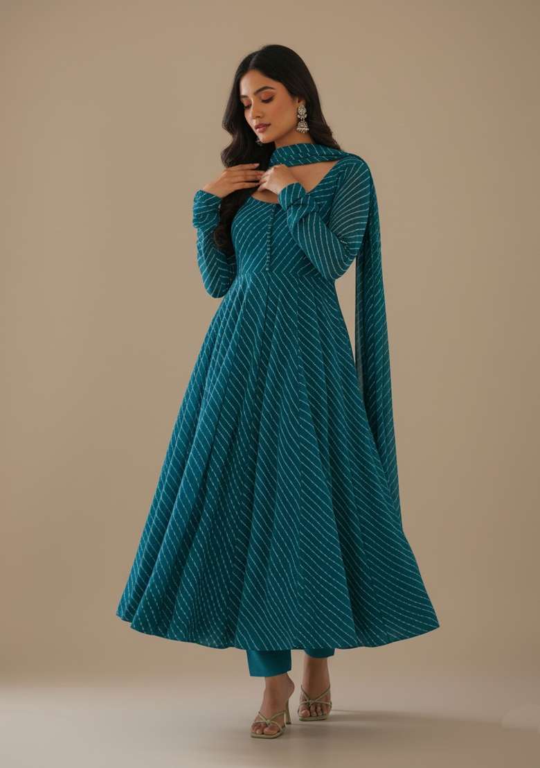Rama Printed Georgette Kurta Set - Indya