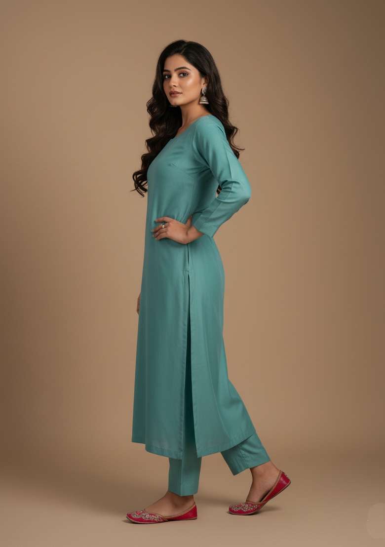 Multicolor Printed Viscose Kurta Set - Indya