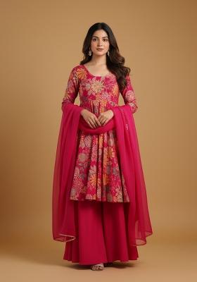 Multicolor Printed Silk Kurta Set