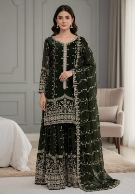 Black Sequins Silk Kurta Set