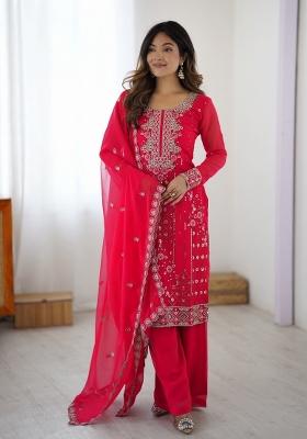 Pink Sequins Georgette Kurta Set