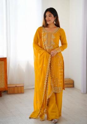 Yellow Sequins Georgette Kurta Set
