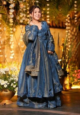 Blue Embroidered Silk Kurta Set