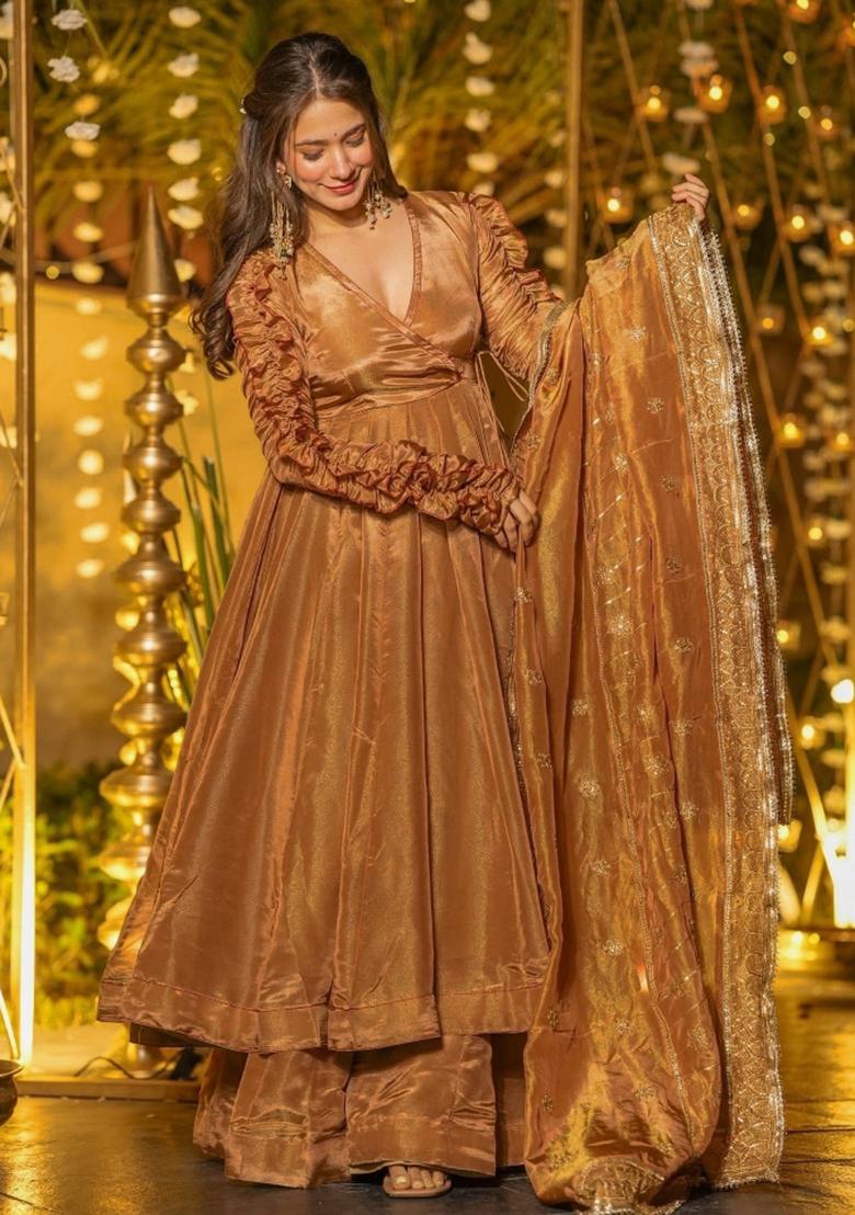 Chiku Embroidered Silk Kurta Set - Indya