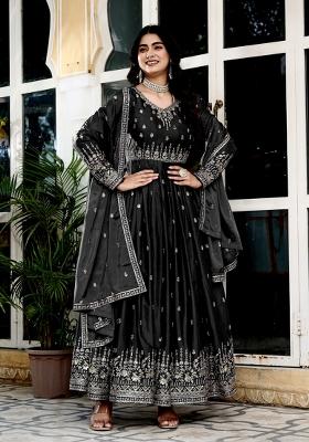 Black Sequins Silk Kurta Set