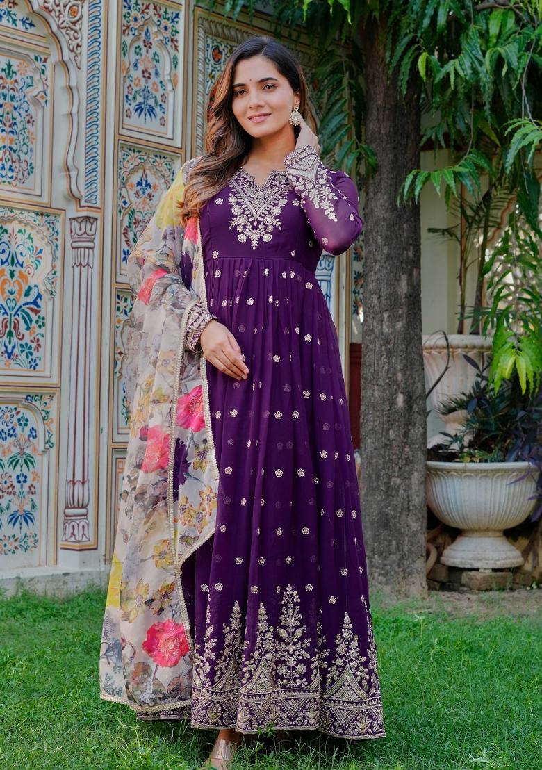 Multicolor Sequins Georgette Kurta Set - Indya
