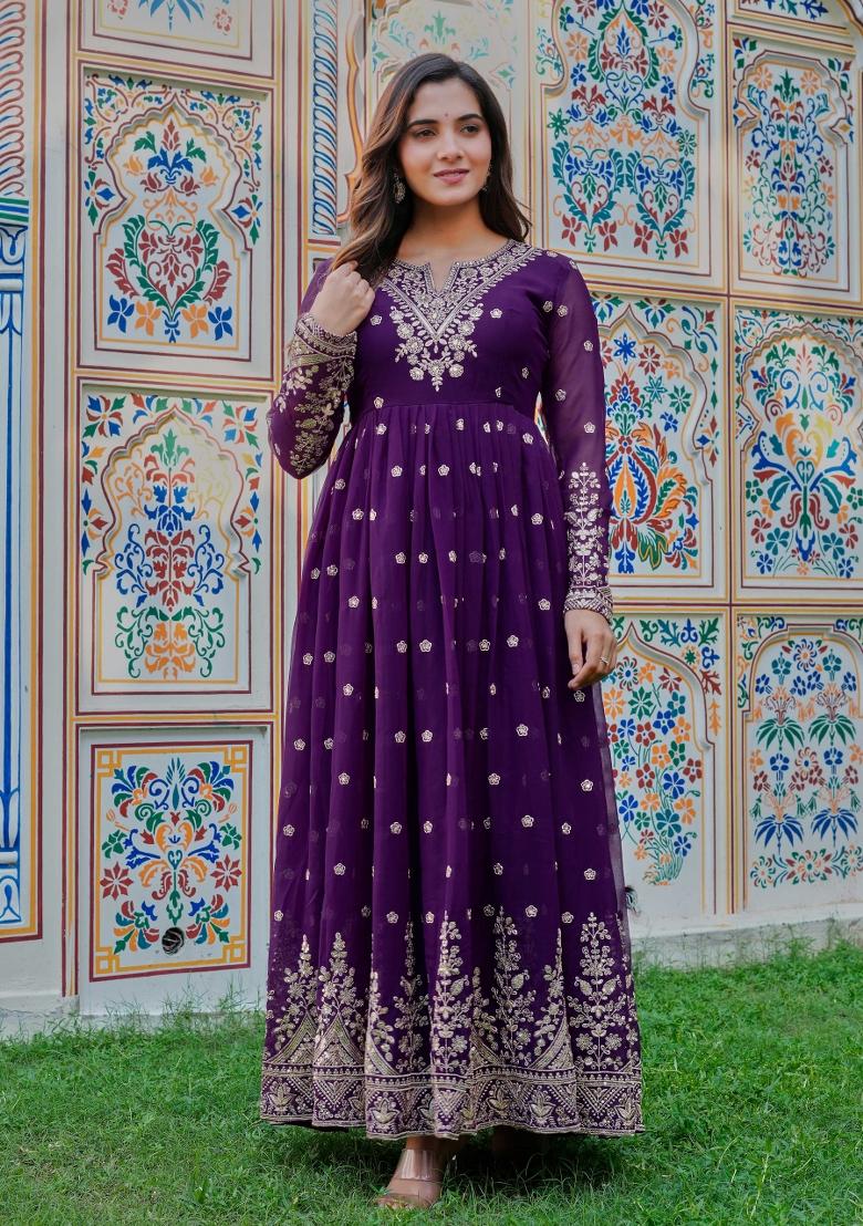 Multicolor Sequins Georgette Kurta Set - Indya