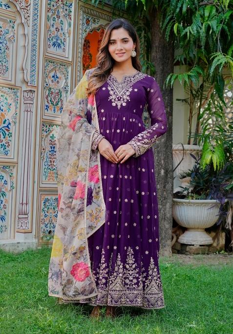 Multicolor Sequins Georgette Kurta Set