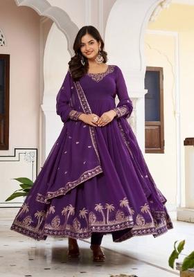 Purple Sequins Georgette Kurta Set