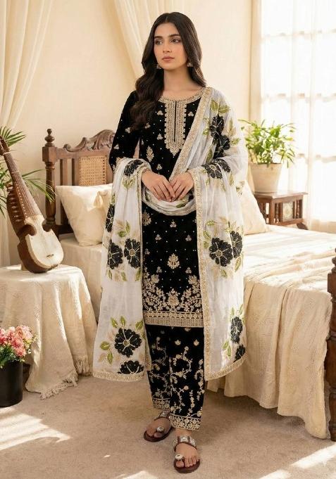 Multicolor Embroidered Silk Kurta Set