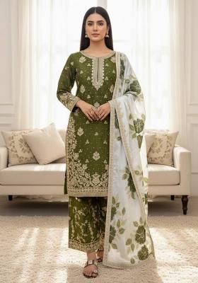 Multicolor Embroidered Silk Kurta Set