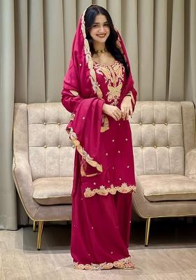 Pink Embroidery Silk Kurta Set