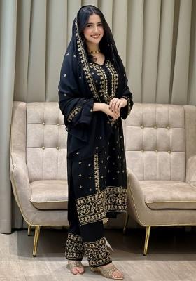 Black Embroidery Georgette Kurta Set