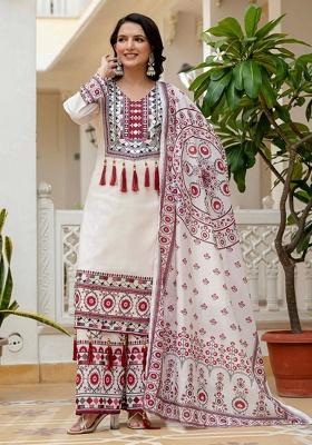 White Embroidery Muslin Kurta Set