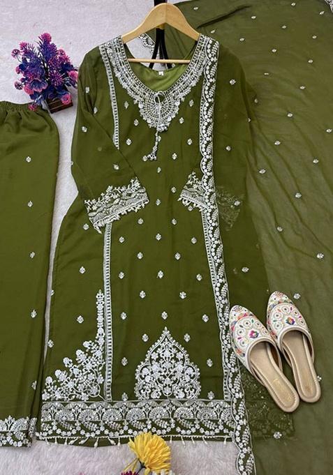 Mahendi Embroidery Georgette Kurta Set